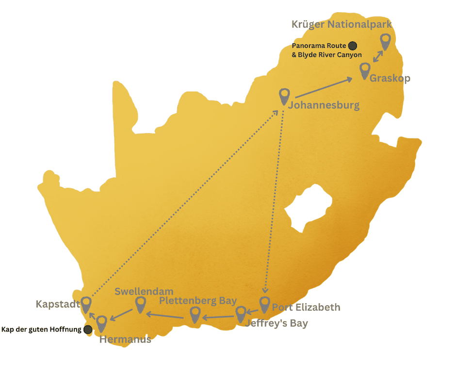 Südafrika Rundreise Route
