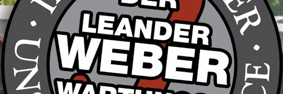 Logo Wartungsservice Dachdeckermeister Leander Weber – runder Schriftzug in Schwarz, Weiß und Rot