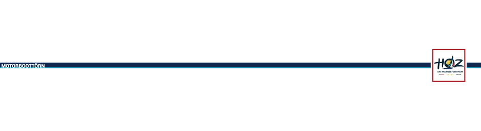 HOZ Trennergrafik mit Schriftzug Motorboottörn und HOZ Logo.