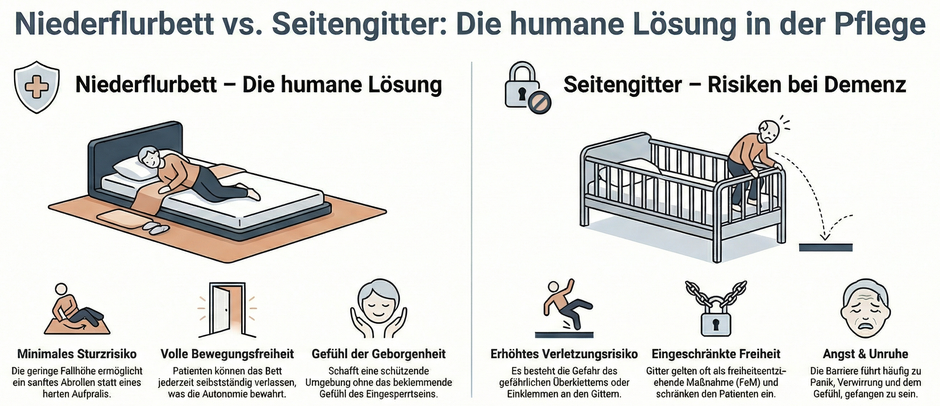 Pflegebetten im Einsatz bei Demenz & besonderen Pflegebildern