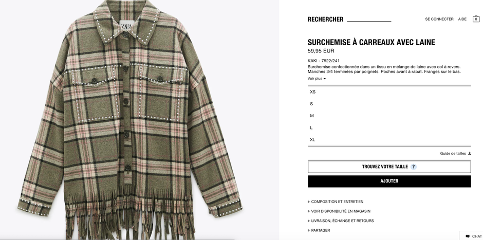 Zara chemise carreaux femme store