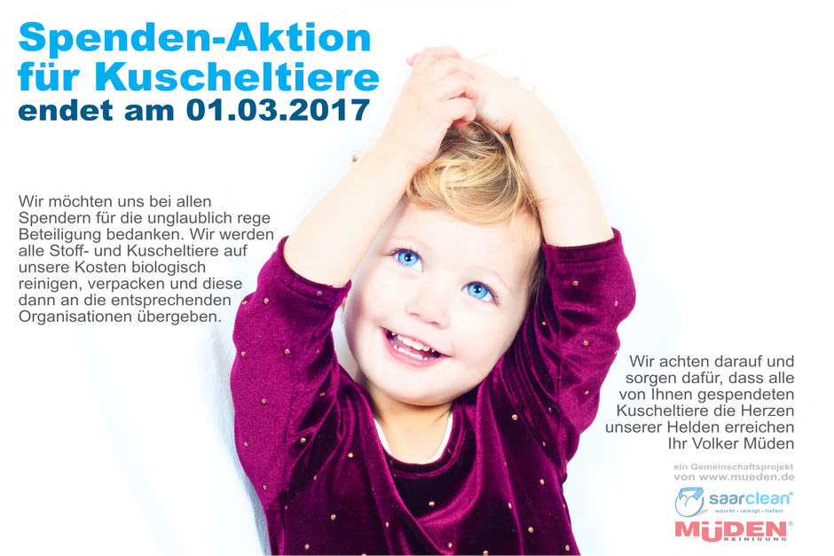 saarclean, Kuscheltiere Spenden Ende zum 01.03.2017