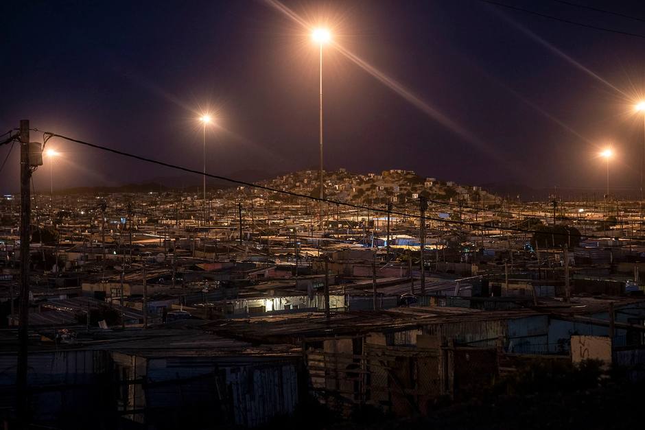 Khayelitsha informal settlement near Cape Town at night. (David Harrison/M&G)