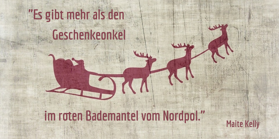 Ein dunkelroter Abdruck vom Weihnachtsmann im Schlitten mit Rentieren auf einem Holzuntergrund. (Bildquelle: pixabay)