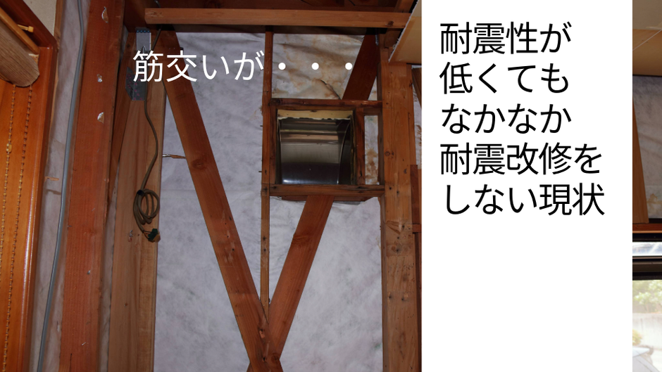筋交いが・・・耐震性が低くてもなかなか耐震改修をしない現状