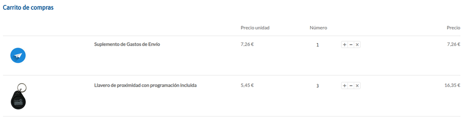 Ejemplo para comprar 3 llaveros y que te lo enviemos a casa