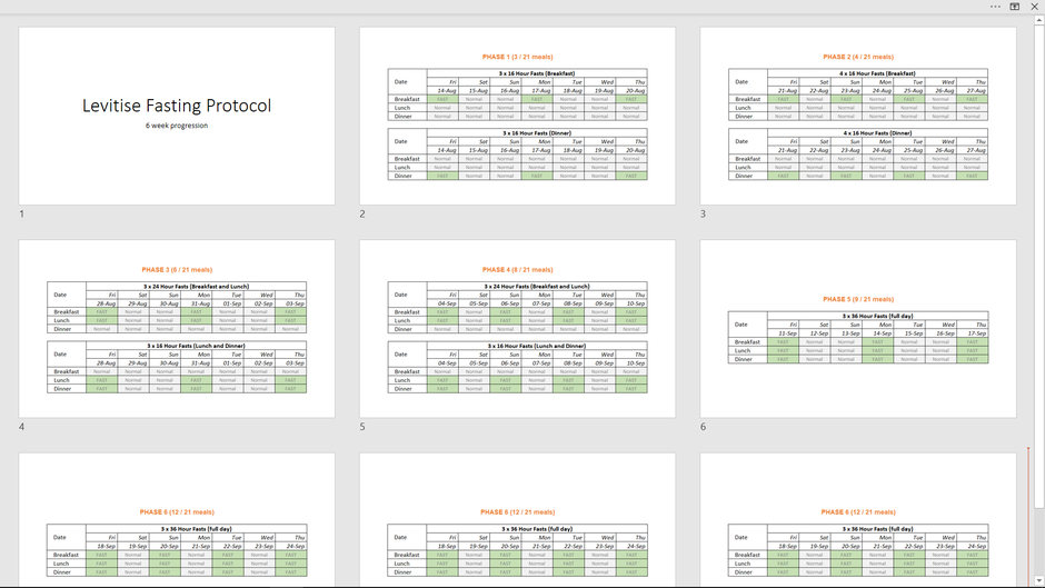 A 12 week Levitise alternate day fasting protocol.