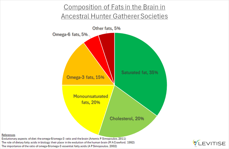 We now consume far less saturated fat (a very stable strong fat) and far more omega 6 fats (weak, instable and prone to oxidation). Surely that has an impact on our brain health.
