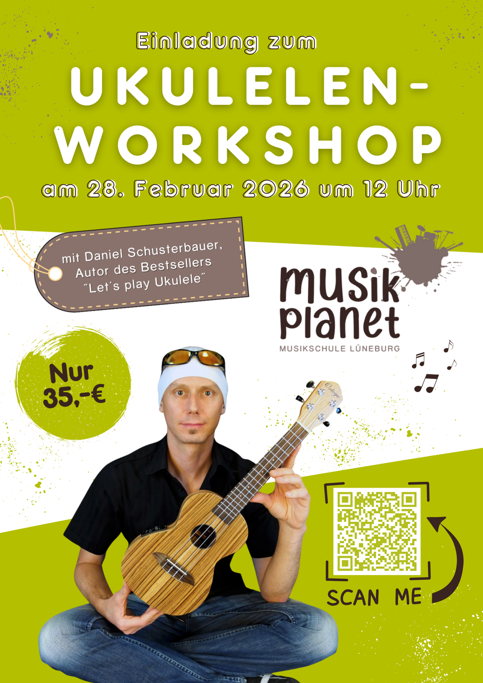 Daniel Schusterbauer, Ukulele, Lets play ukulele, ukulelenworkshop, musikunterricht, ukulelenunterricht lüneburg, musikunterricht lüneburg, musikplanet lüneburg