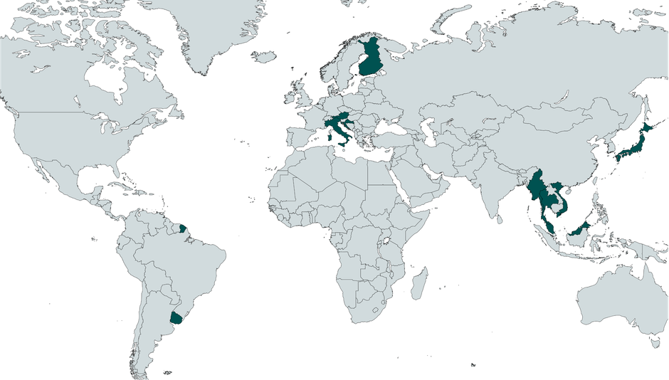 Countries in which automotive contract manufacturing plants are located (image created with mapchart.net)