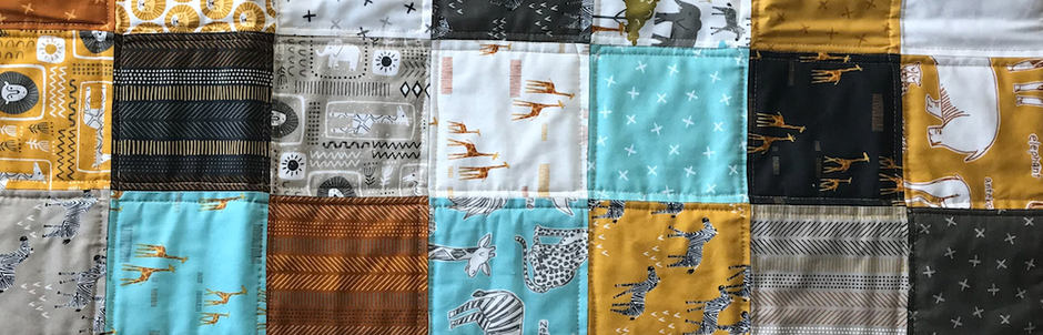 Patchworkdecke Quilt mit 5" Quadraten Safari