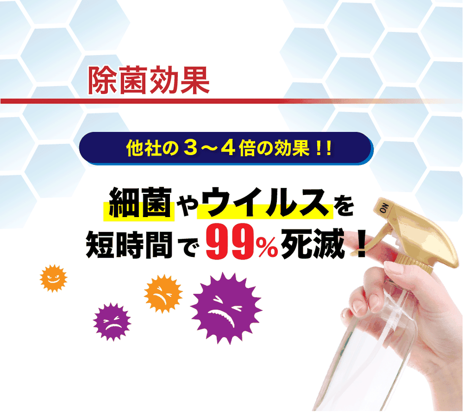 細菌やウイルスを99%除菌