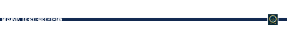 Blauer Trenner mit dem Schriftzug „BE CLEVER – BE HOZ INSIDE MEMBER“ und dem goldenen Logo der Nautischen Akademie der Schweiz NAKAD™ rechts.