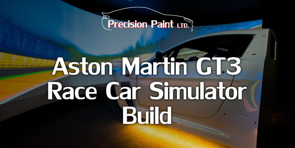 Aston Martin GT3 Race Car Simulator Build Intro Graphic by Precision Paint, Wellington, Somerset