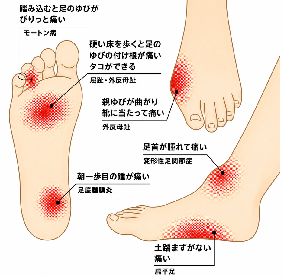 屈趾　外反母趾　変更性足関節症　測定筋膜炎　土踏まずがない