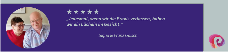 Sigrid und Franz Gaisch lächeln nach einem Besuch in der Physiotherapie-Praxis von Petra Punz