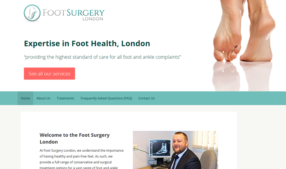 foot surgery london, web design by IMC Technologies