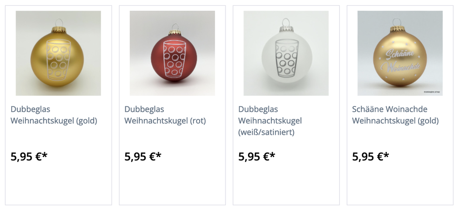 Dubbeglas Weihnachtskugeln