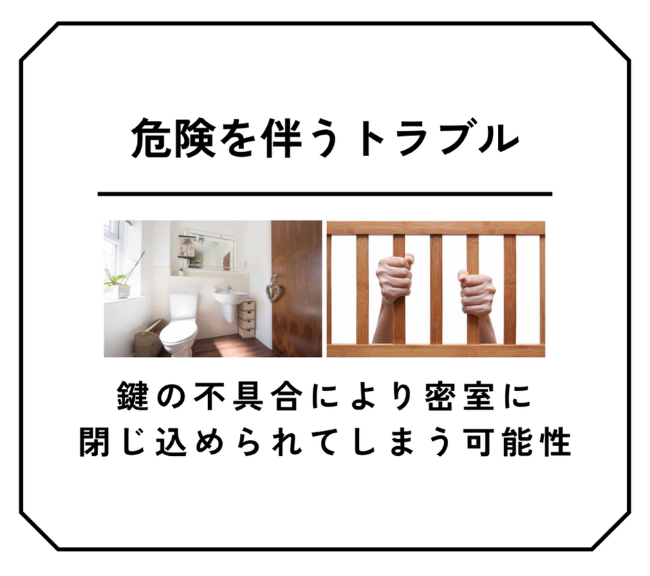 危険を伴うトラブル　-　鍵の不具合により密室に閉じ込められてしまう可能性