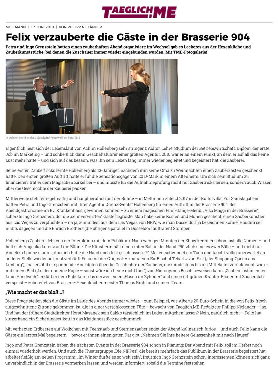 Felix verzauberte die Gäste in der Brasserie 904