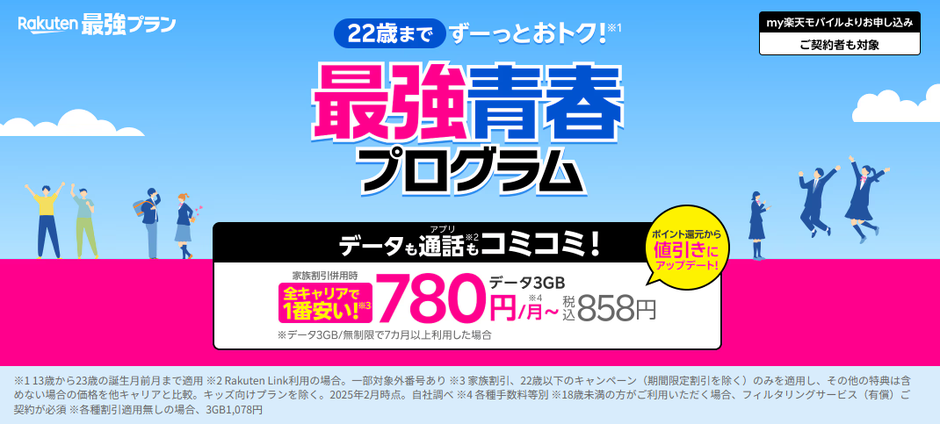 楽天モバイル青春プログラム画像