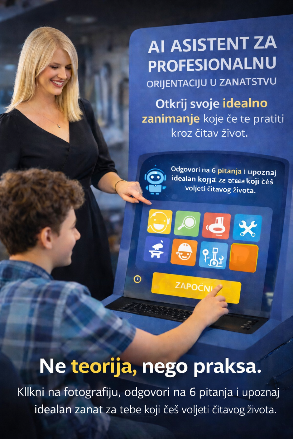 AI asistent za profesionalnu orijentaciju mladih u zanatstvu.