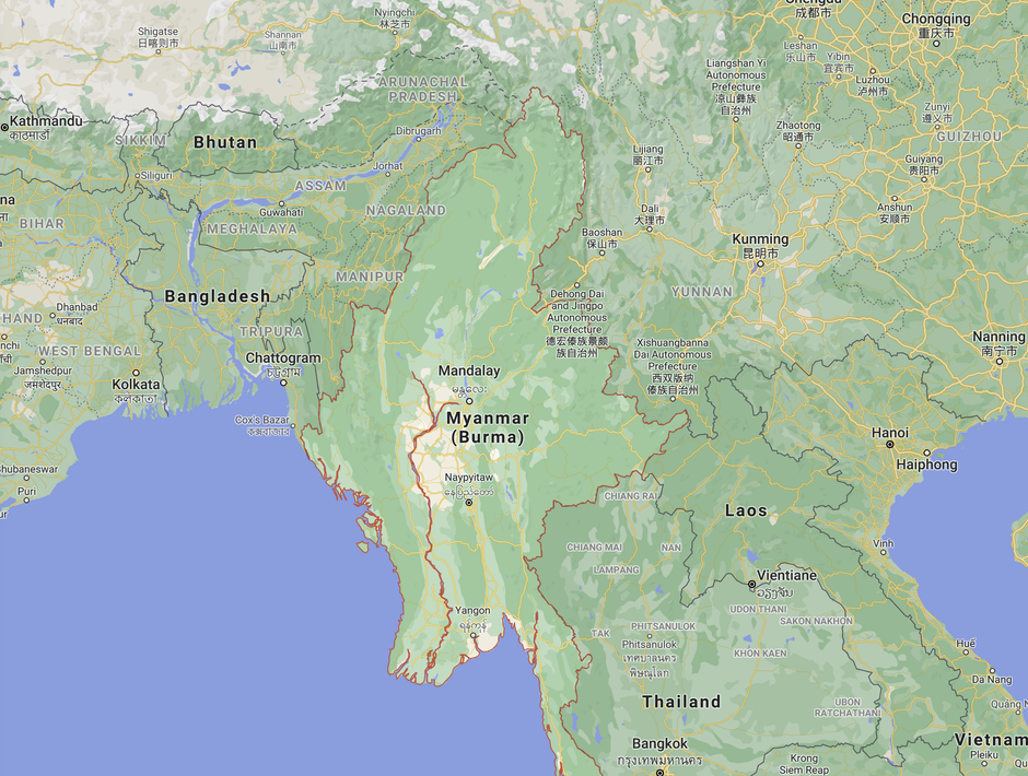 Nördlich von Thailand liegt Myanmar (Burma) | Foto: Google Maps