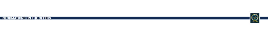 Navyblauer Divider mit weissem Schriftzug „INFORMATIONS ON THE OFFERS“ plus HOZ-Emblem rechts.