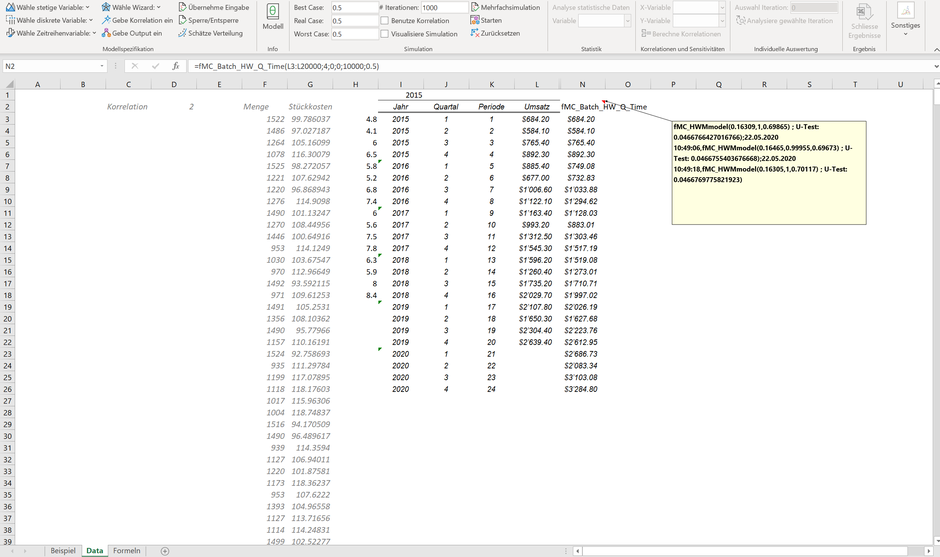 MC FLO Excel Monte Carlo Simulation Prognose Vorhersage Batch Forecast