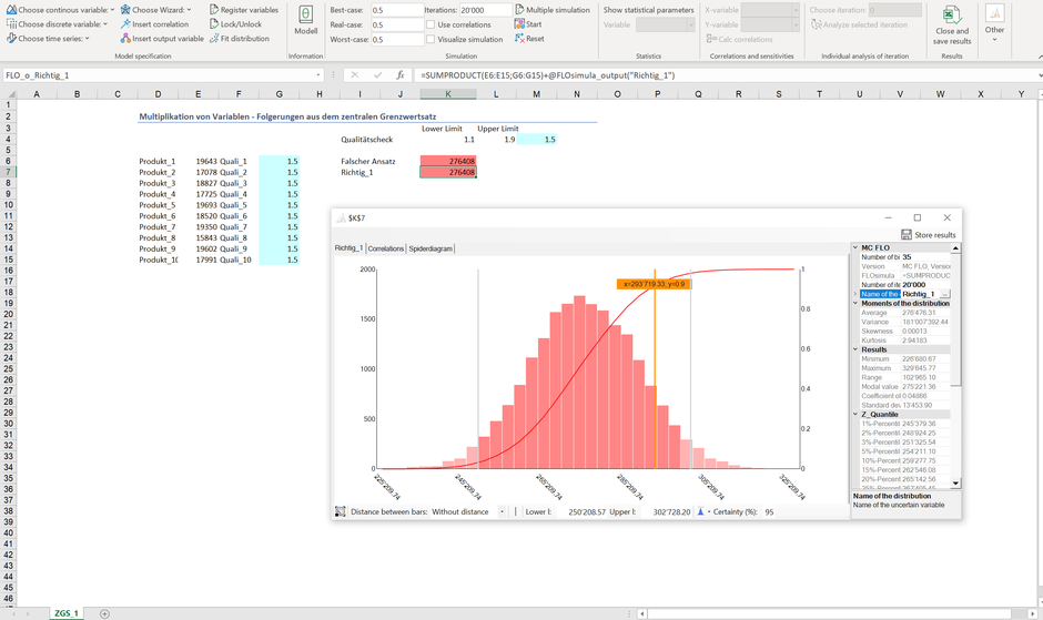 Monte Carlo Simulation Excel Multiplikation multiplication Faltung