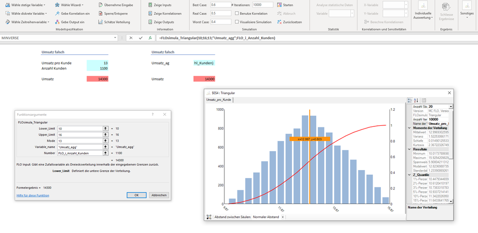 MC FLO Excel Monte Carlo Simulation Multiplikation von Risiken