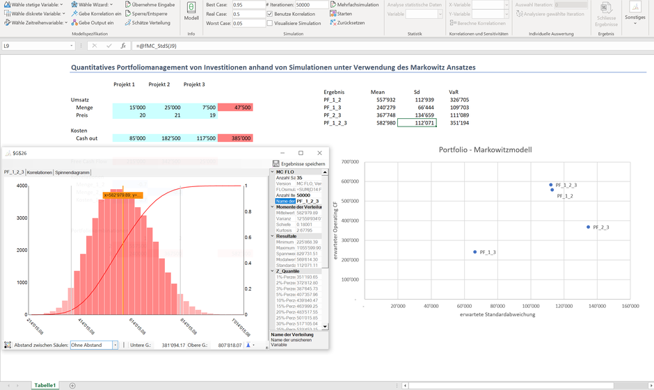 Markowitz Excel Monte Carlo Simulation Portfolio Management