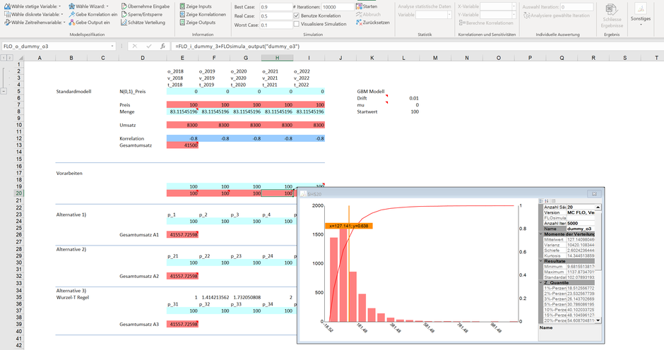 Excel Monte Carlo Simulation Geometrische brownsche Bewegung MC FLO