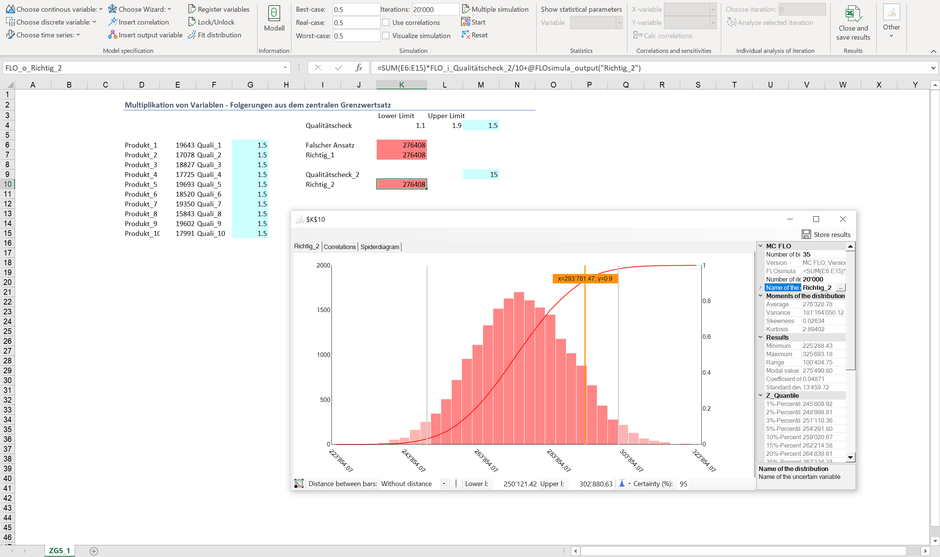 Monte Carlo Simulation Excel Multiplikation multiplication