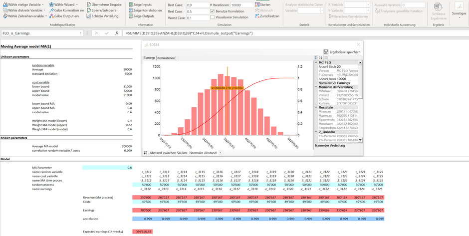 MA(1) Zeitreihe Excel einfach  Moving Average Monte Carlo Simulation Zeitreihe