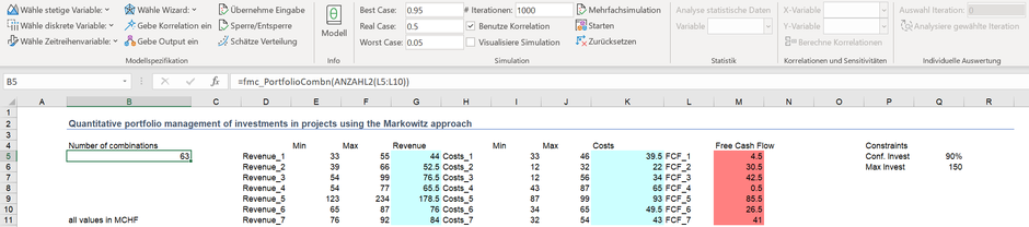 MC FLO Monte Carlo Simulation Excel Portfolio Optimierung