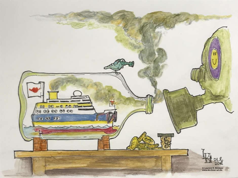 Luftverschmutzung durch Kreuzfahrtschiffe,               Buddelschiffe sind auch nicht mehr das was sie mal waren...