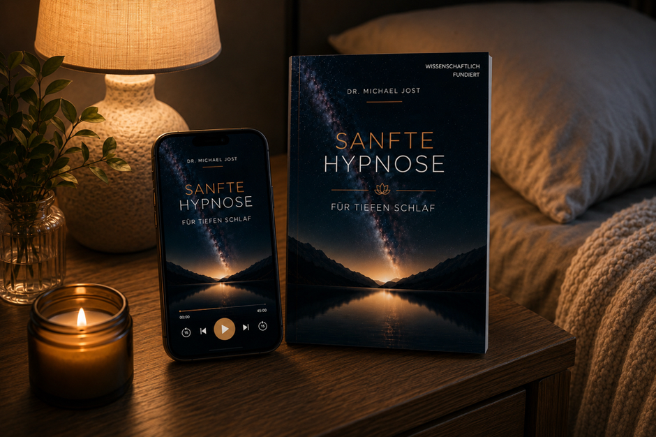 Besser schlafen mit Hypnose - ein Selbstfürsorge Kurs für besseres Schlafen, unterstützt durch dieses sanfte Hypnose Progamm von Doktor Michael Jost