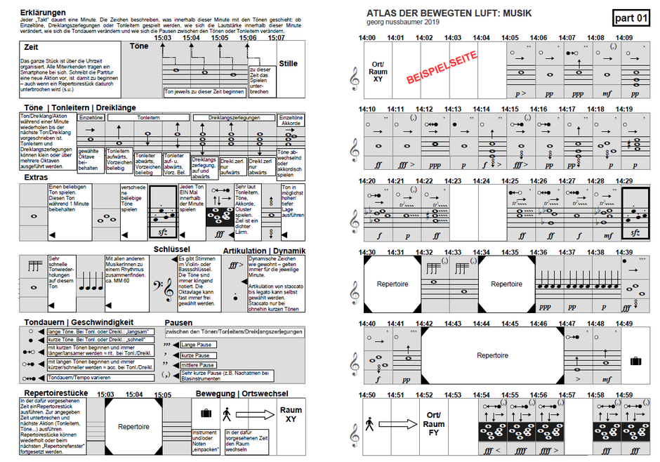 Beispielseite zur Partitur "ATLAS DER BEWEGTEN LUFT: MUSIK" / Georg Nussbaumer