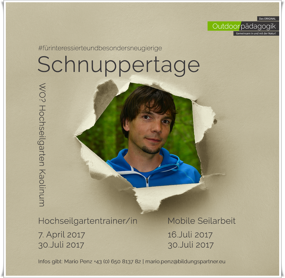 Schnuppertage zu den Themen Hochseilgarten und Mobile Seilarbeit