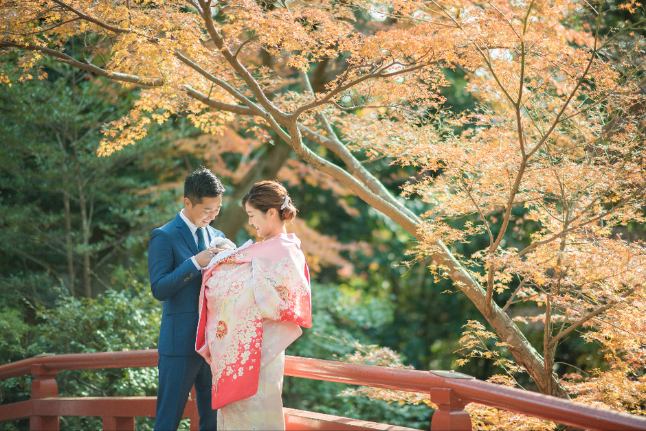 お宮参り撮影　お宮参り　お宮参り写真　紅葉お宮参り　ロケーション撮影　出張撮影　出張カメラマン