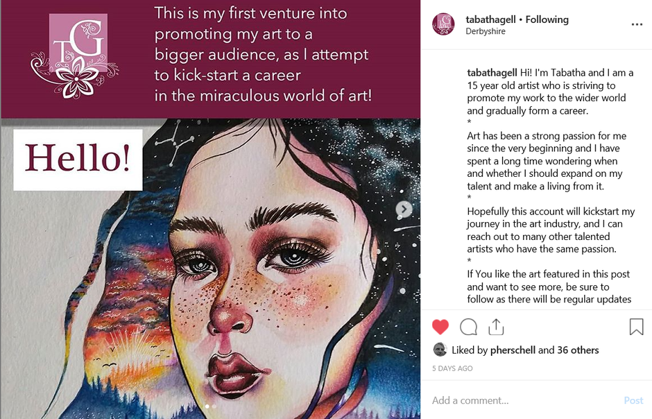 your 1st Instagram post marketing your art or craft business online