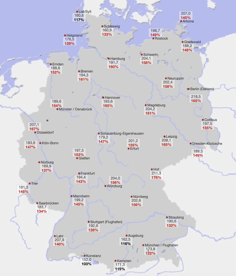 Sonnenscheindauer im März 2026 und Abweichungen zum Klimamittel 1991-2020; Quelle: WetterKontor