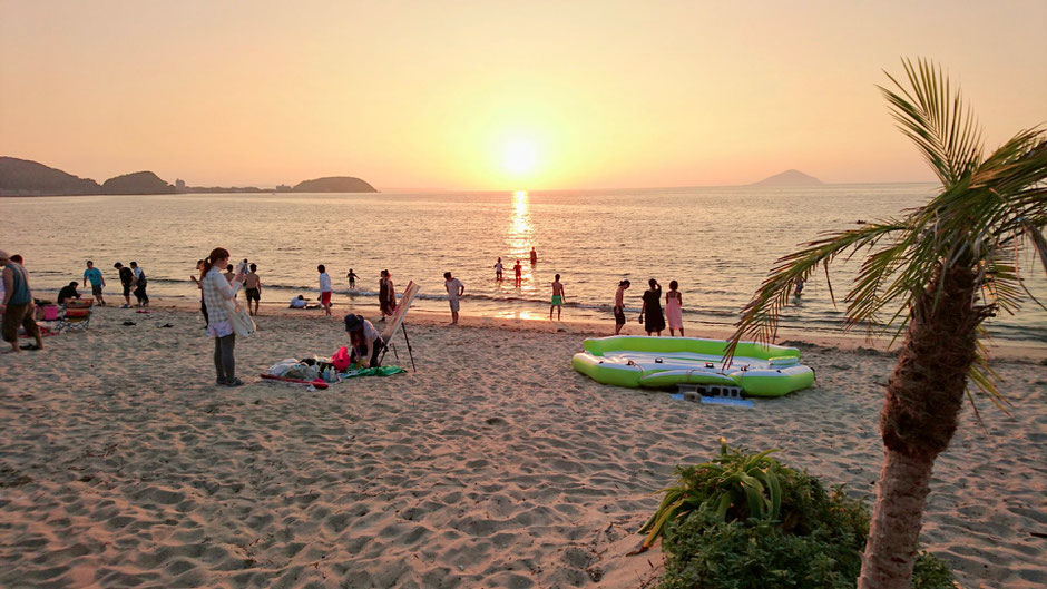 深江海水浴場の夕日