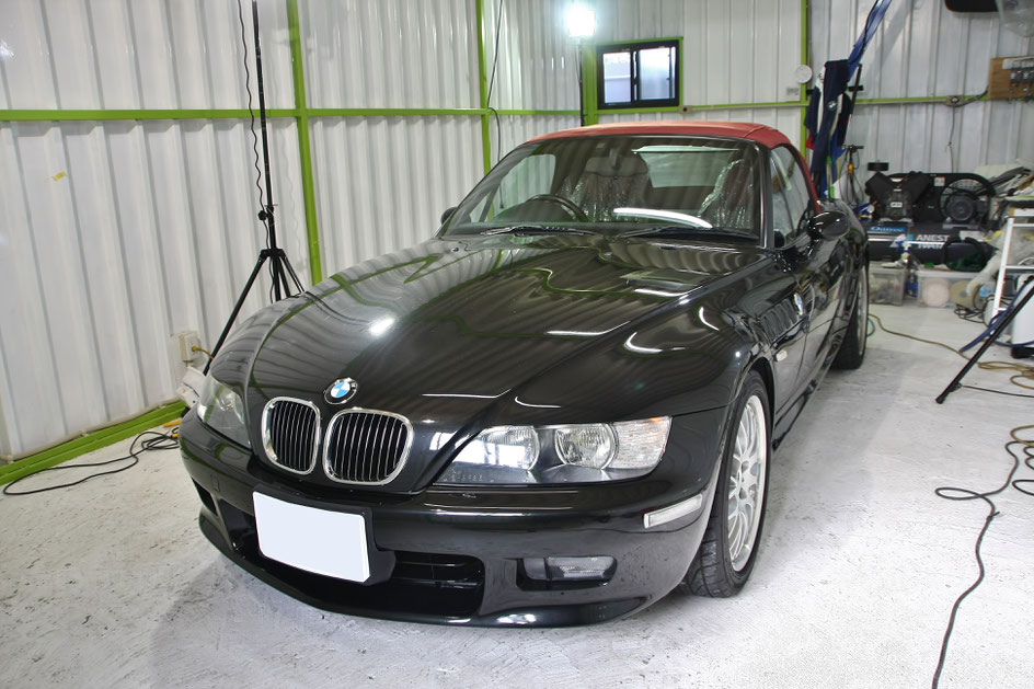 埼玉所沢の車磨き専門店　Ｚ３のガラスコーティング　雨染み除去　川越　川口　狭山　越谷