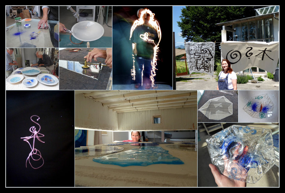 Juni 2018: Kurs "Licht, Glas, Schale" bei dem großartigen Glaskünstler Florian Lechner - Tuschezeichnung, Lichtzeichnung und Herstellung einer Glasschale. Mein Thema: Warum ist der Mensch auf dieser Welt?