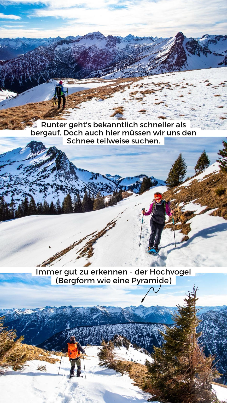 Abstieg bei der Schneeschuhwanderung zur Krinnenspitze