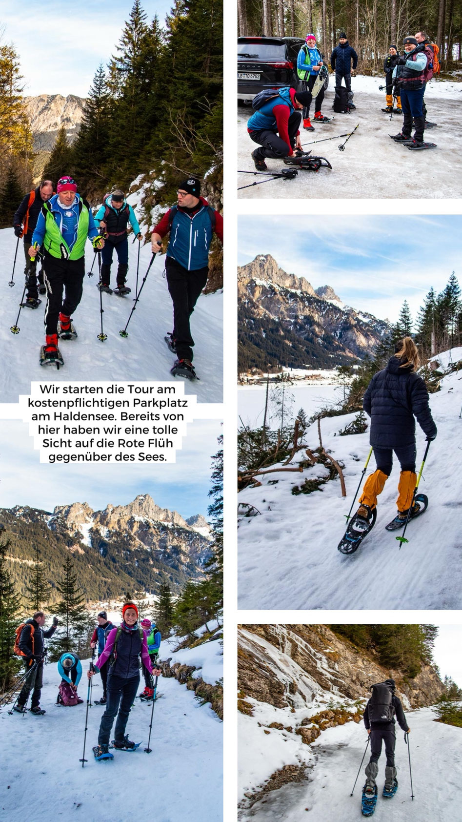 Schneeschuhwanderung auf die Krinnenspitze im Winter, Start am Haldensee