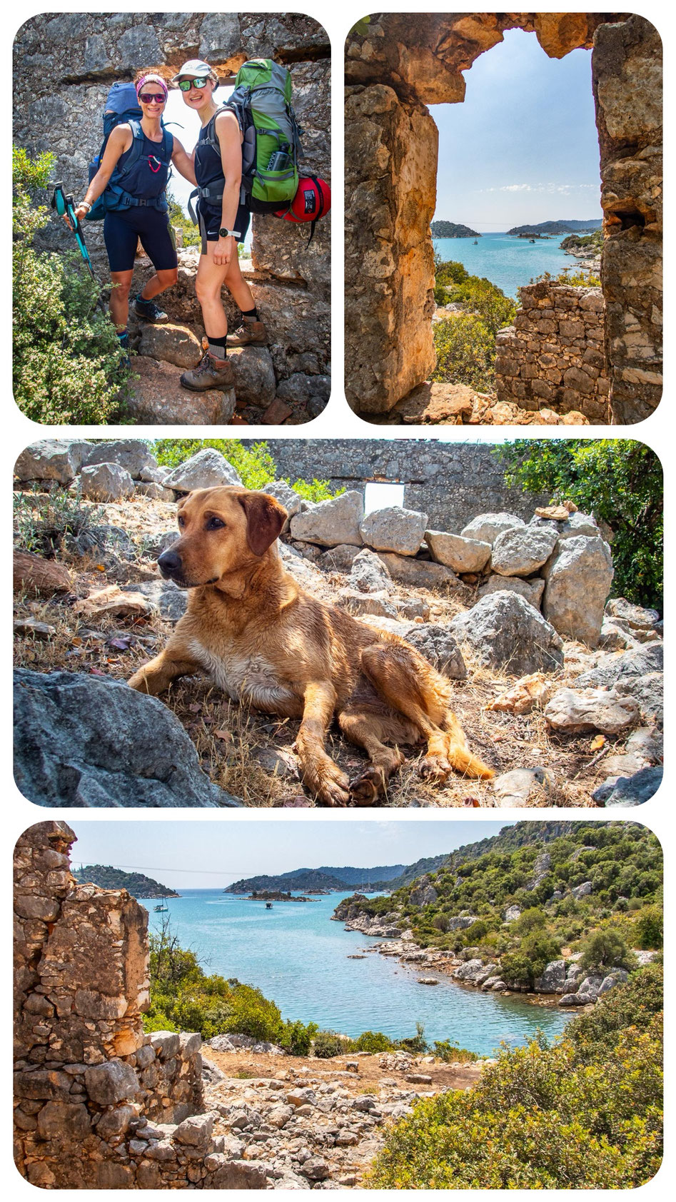 Mehrtagestrekking auf dem Lykischen Weg in der Türkei - wandern fernab der Zivilisation in einer traumhaften Landschaft umgeben von Meer, Klippen und Bergen. (hier: Etappe 11 von Ücagiz nach Demre/Andriake)