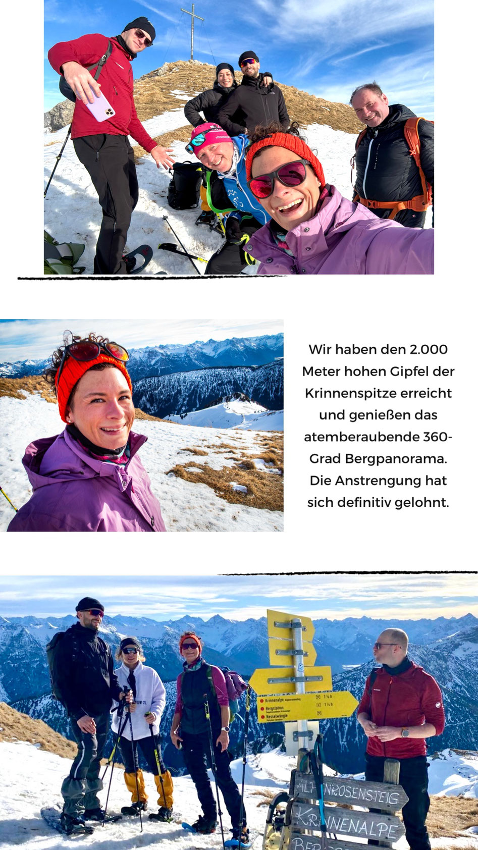 Schneeschuhwanderung im Allgäu - Tourentipp auf die Krinnenspitze. Eine technisch mittelschwere Bergtour, die Kondition erfordert.